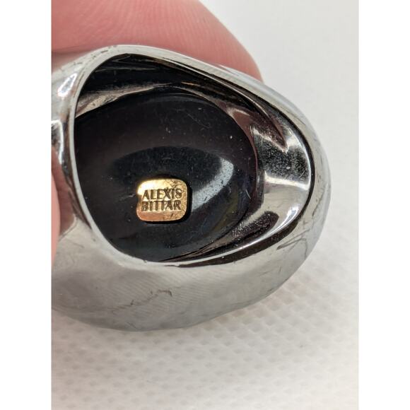 Alexis Bittar Lucite Large Statement Dome Ring with Gunmetal Setting! Size 7 - Picture 4 of 5